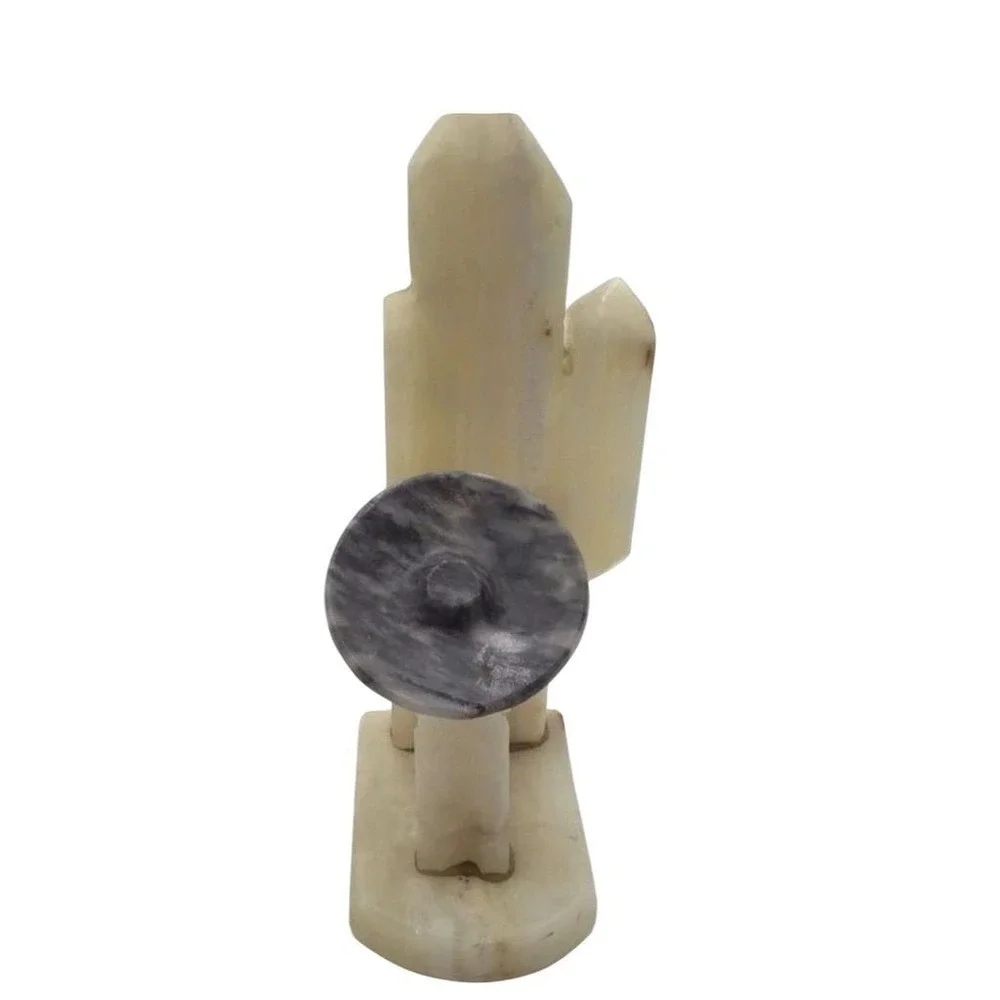 Vintage Carved Onyx Stone‎ Bookends Mexican Siesta & Cactus Design